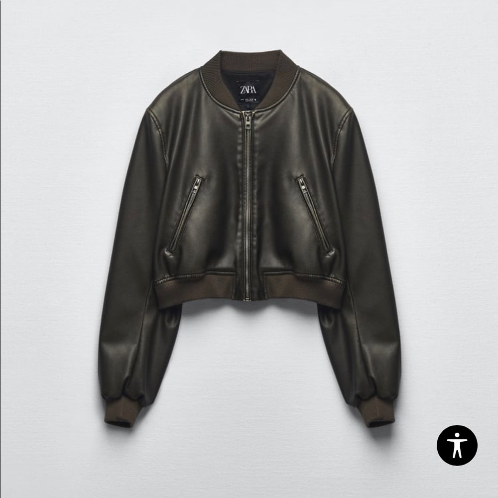 NWT faux leather zara bomber. size small. perfect for the fall